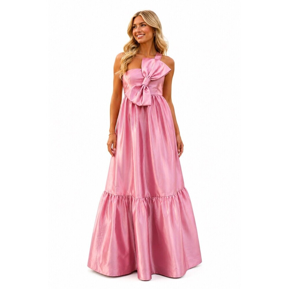 Petal & Pup Betina Bow Front Maxi Dress Dusty Rose One Shoulder Size S Formal